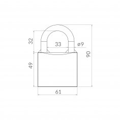 Замок навесной PK-0150 L 3 key англ.ключ. 