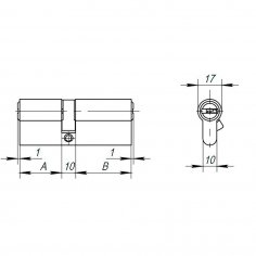 Цилиндровый механизм (AX 200/100) AX2000Key100 mm (45+10+45) CP хром 5 кл.