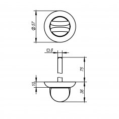 Ручка поворотная BKW8/75-0705 BL-24 черный