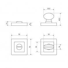 Сантехническая завертка к ручкам АЛЛЮР АРТ BK-S1 MBN/CP(4142) графит/хром