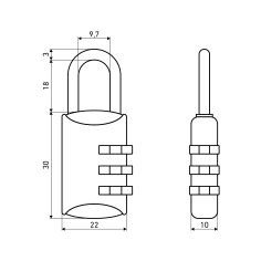 АЛЛЮР ВС1К-22/3 (HA816) черный кодовый d=3мм Замок навесной НОВИНКА