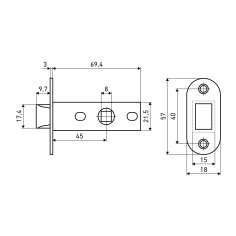 АЛЛЮР АРТ L45-8-PR18 MAB мат.бронза пластик овал.торц.планка18мм б/ручек Защёлка
