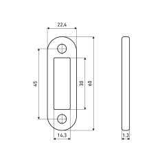 Ответная планка АЛЛЮР АРТ SP20R1 MBN графит овал.20мм для защелок