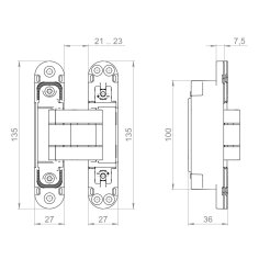 Петля скрытой установки U3D7803.VPG AB бронза TECH
