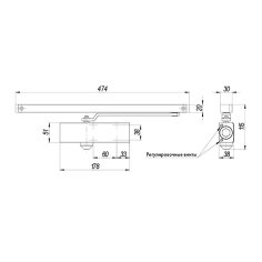Доводчик дверной со скользящей тягой DCSLIDER45 BL (черный)