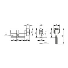 Цилиндровый механизм MaxPro7002Knob70mm(30+10+30) SSG сатин.золото 7key с вертушкой