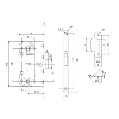 Защелка врезная LM/PL96WC-50/BL BL (черный)