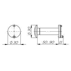 Глазок дверной противопожарный FP.DVG 3/90-50/S (VIEWER 3 DVSG 50x90/16) BL-24 черный