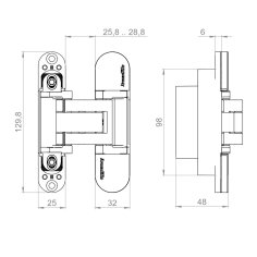 Петля скрытой установки U3D5780.VPG BL черный TECH
