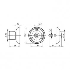 Ручка поворотная BK6.R.LD54 (BK6) AB/GP-7 бронза/золото