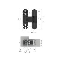 Петля скрытой установки U3D2000.TG FSG/2 флор. золото/2