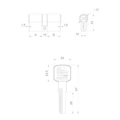 Цилиндровый механизм Z3000Key90(30+10+50) BL черный
