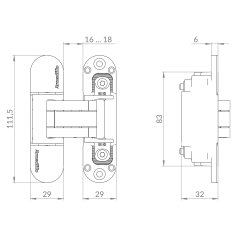 Петля скрытой установки U3D6002.TG AB бронза