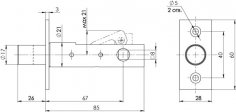 Задвижка врезная DB-PRO.867 (DB 867) CP (хром) 67мм