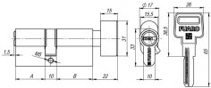 Цилиндровый механизм (R602) R6002Knob68(26+10+32) CP хром 5Key с вертушкой