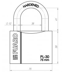 Замок навесной PL-PROTEC-3075 3key (PL-3075) англ. /блистер