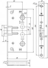 Корпус врезного замка c защёлкой FP.C-65.72-0432 (FL-0432)