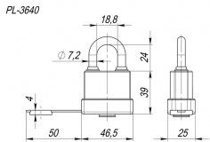 Замок навесной PL-WEATHER-3640 3key (PL-3640) англ. /блистер