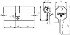 Цилиндровый механизм 100 CA 75 mm (30+10+35) PB латунь 3 кл.