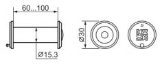 Глазок дверной, оптика пластик DV 2/100-60/Z (VIEWER 2 DVZ) CP хром